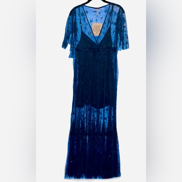 SOLD!! NWT Free People Sascha Sequin Maxi Dress with Original Included Slip (4) - Picture 9 of 12